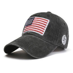 USA Flag Embroidered Vintage Cotton Baseball Cap | American Flag Distressed Hat